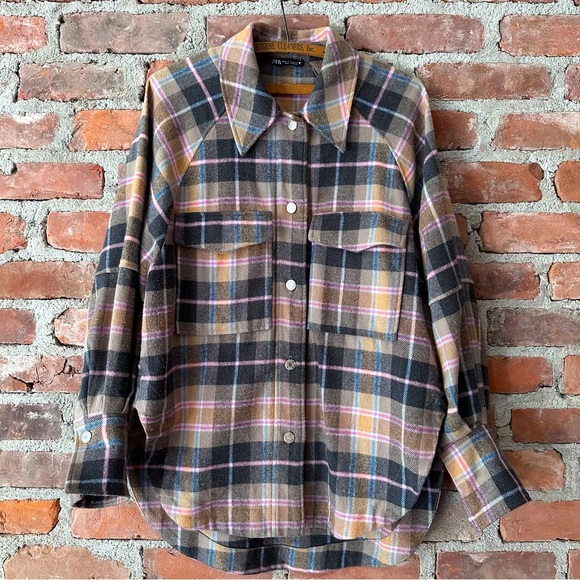 Zara Multicolor Plaid Button Down Shirt - Picture 4 of 9
